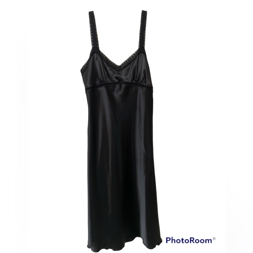 Bebe black satin slip dress